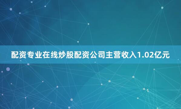 配资专业在线炒股配资公司主营收入1.02亿元